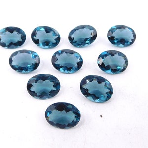 12X16 MM Lab Erstellt London Blue Topas Oval Cut Lose Edelstein, Facettierte Blauer Topas Stein, Handgemachter Blauer Topas Für Schmuckherstellung Stein P-846