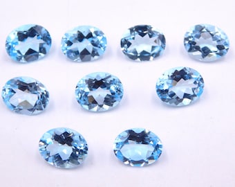 8X10 Natural Blue Topaz Oval Cut Loose Gemstone, Faceted Blue Topaz Cut Stone, Handmade Blue Topaz Oval Cut Jewellry Making Stone P-1618