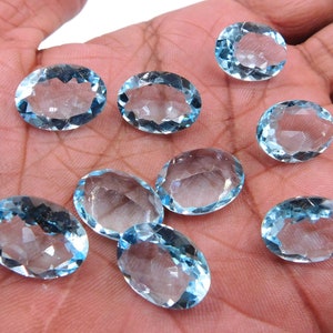12x16 MM Blue Topaz Oval Cut Loose Gemstone, Lab Created Blue Topaz Stone, Faceted Handmade Blue Topaz Oval For Jewelry Making Stone P-911