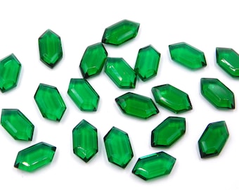 6 x 11 MM Labbtillverkad smaragd hexagonslipad lös ädelsten, handgjord smaragdslipad sten, fasetterad smaragd hexagon för smyckestillverkning sten P-2410