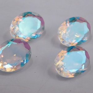 Piedra preciosa suelta de topacio místico de corte ovalado con destellos de arcoíris creada en laboratorio, 10 x 14 mm, 6 piezas de topacio místico, piedra hecha a mano para hacer joyas P-1056