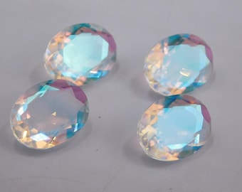 Piedra preciosa suelta de topacio místico de corte ovalado con destellos de arcoíris creada en laboratorio, 10 x 14 mm, 6 piezas de topacio místico, piedra hecha a mano para hacer joyas P-1056