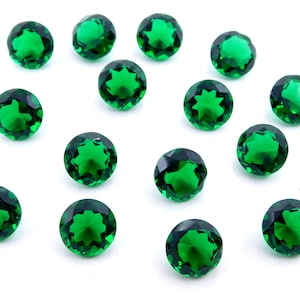 8 MM Zambia Emerald Round Cut Loose Gemstone, Lab Created Emerald Cut Stone,Faceted Handmade Emerald Round For Jewellery Making Stone P-2987