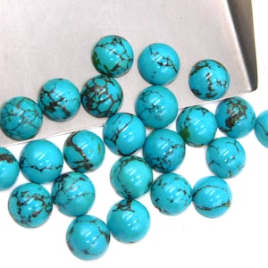 8 MM Round Natural Turquoise Cabochon Lot Loose Gemstone, Turquoise Round Cab Stone, Handmade Turquoise For Jewellry Making Stone P-2284