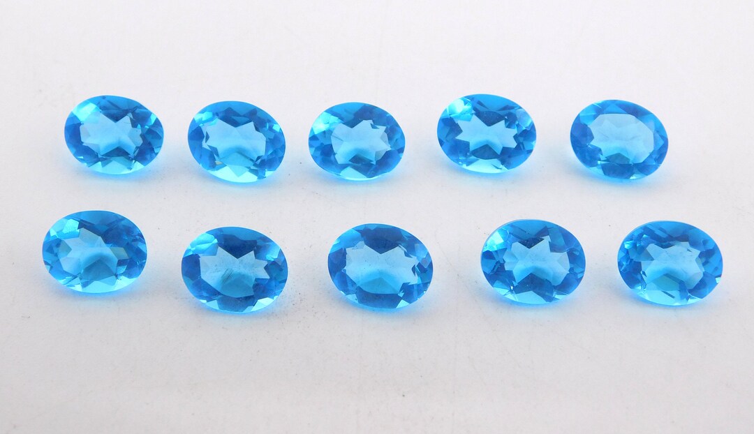 8X10 MM Lab Created Blue Topaz Oval Cut Lot Loose Gemstone, 22 Cts 10