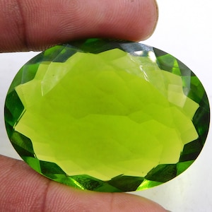 30X40 MM Faceted Peridot Oval Cut Loose Gemstone, 84.50 Cts Lab Created Peridot Cut Stone, Handmade Peridot Oval Pendant Making Stone P-988