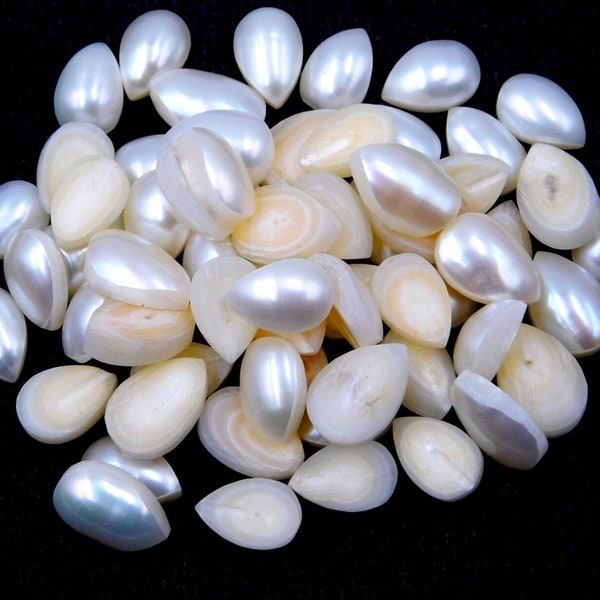 8x12 MM Natürliche frische weiße Perle Birne Cab Lot lose Edelstein, Birne handgemachte frische weiße Perle zur Schmuckherstellung Größe Edelstein P-2745