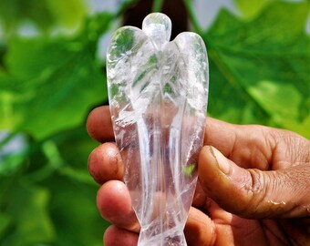 Beautiful Natural 100MM Clear Crystal Quartz Stone Healing Charged Metaphysical Power Energy Angle Healing /& Feng Shui