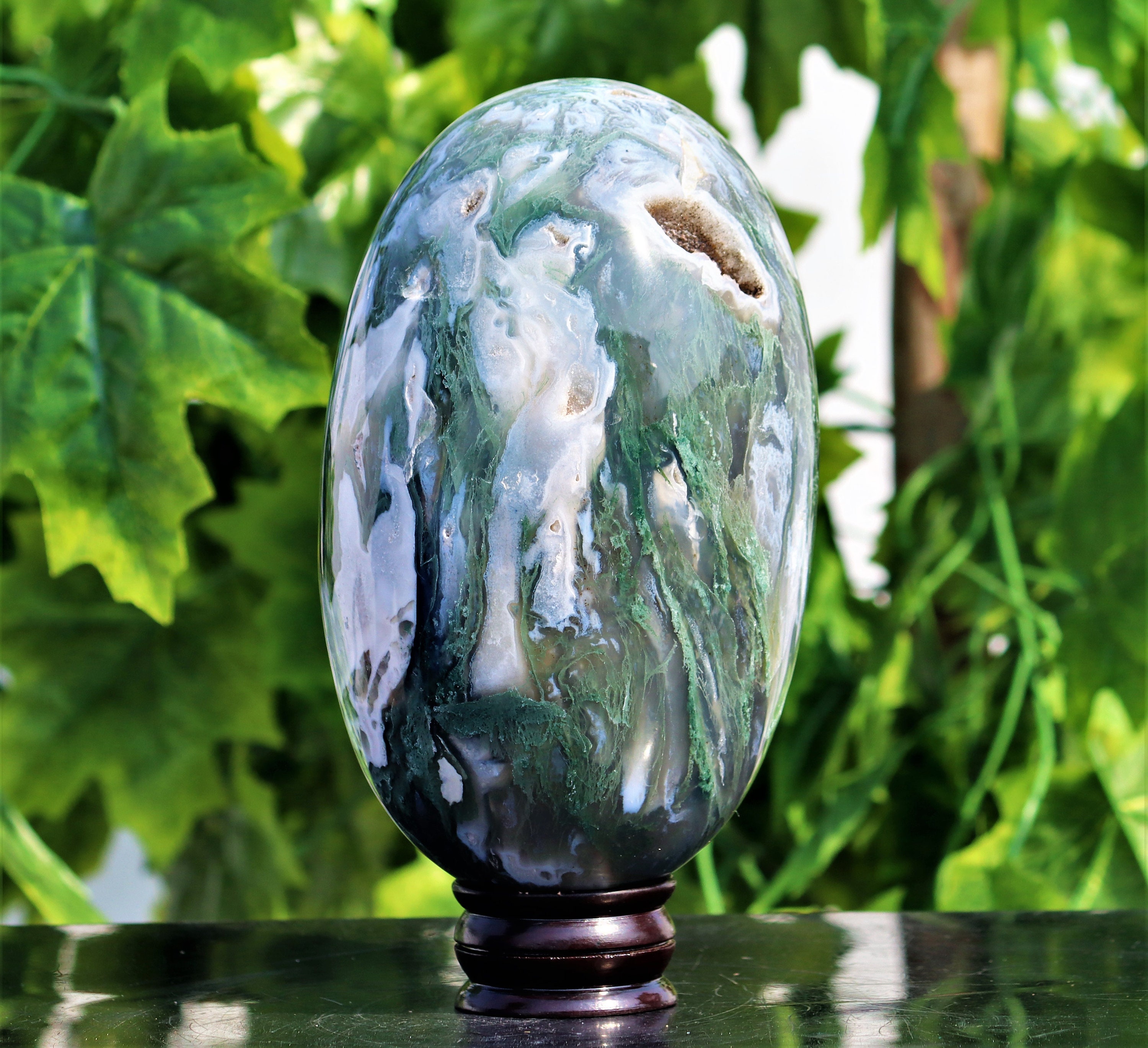 Charming Large 205MM Green Moss Agate Stone Healing Charged | Etsy