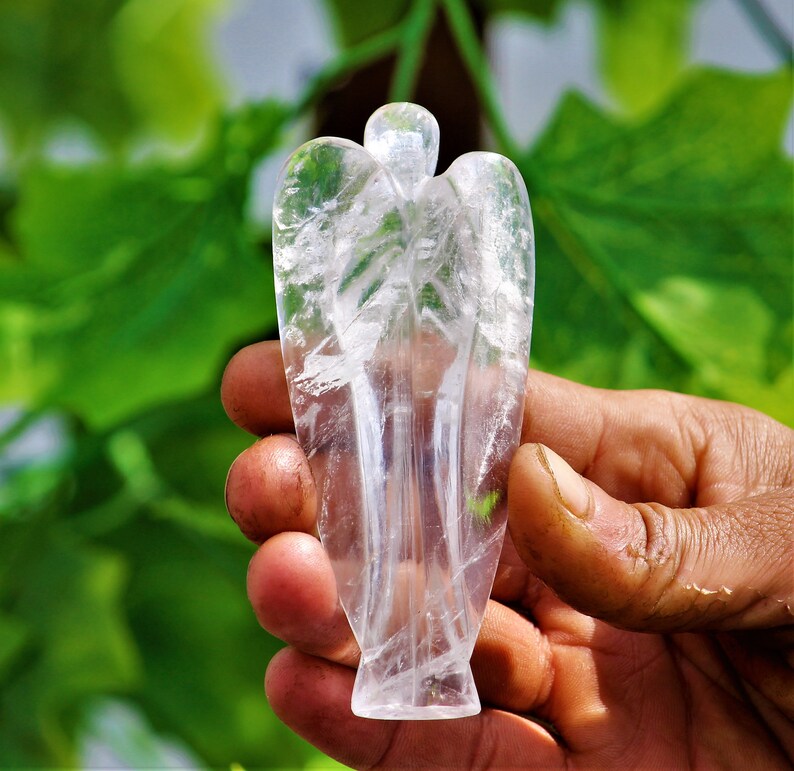 Beautiful Natural 100MM Clear Crystal Quartz Stone Healing Charged Metaphysical Power Energy Angle Healing /& Feng Shui