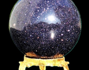 50mm Blue Goldstone Crystal Sphere 160g Blue Sandstone Sparkle Stone Ball