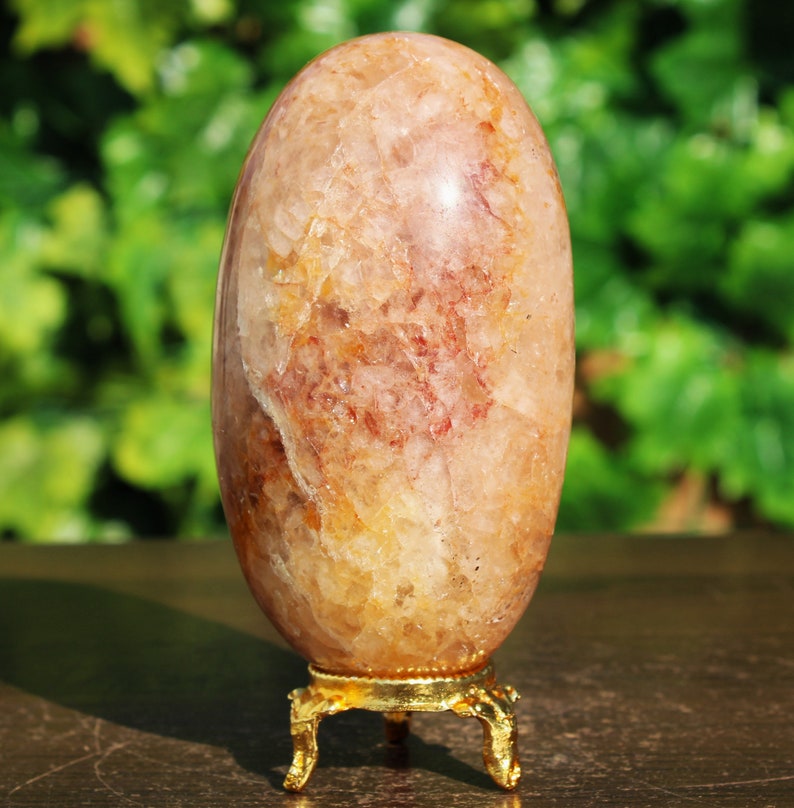 Precioso A 95MM Cuarzo Dorado Natural Sanador Dorado Cuarzo Curativo Poder Metafísico Aura Espíritu Piedra Lingam imagen 3