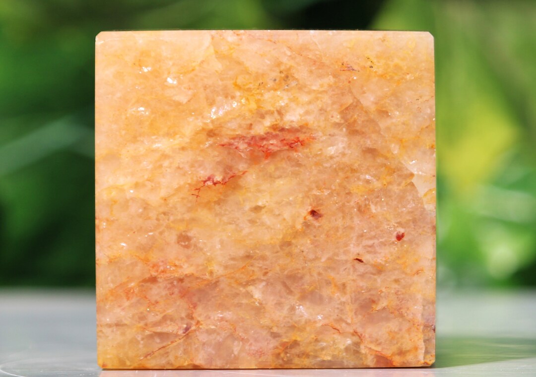 Golden Quartz Cube 80MM Citrushued Natural Stone, Focus & Clarity