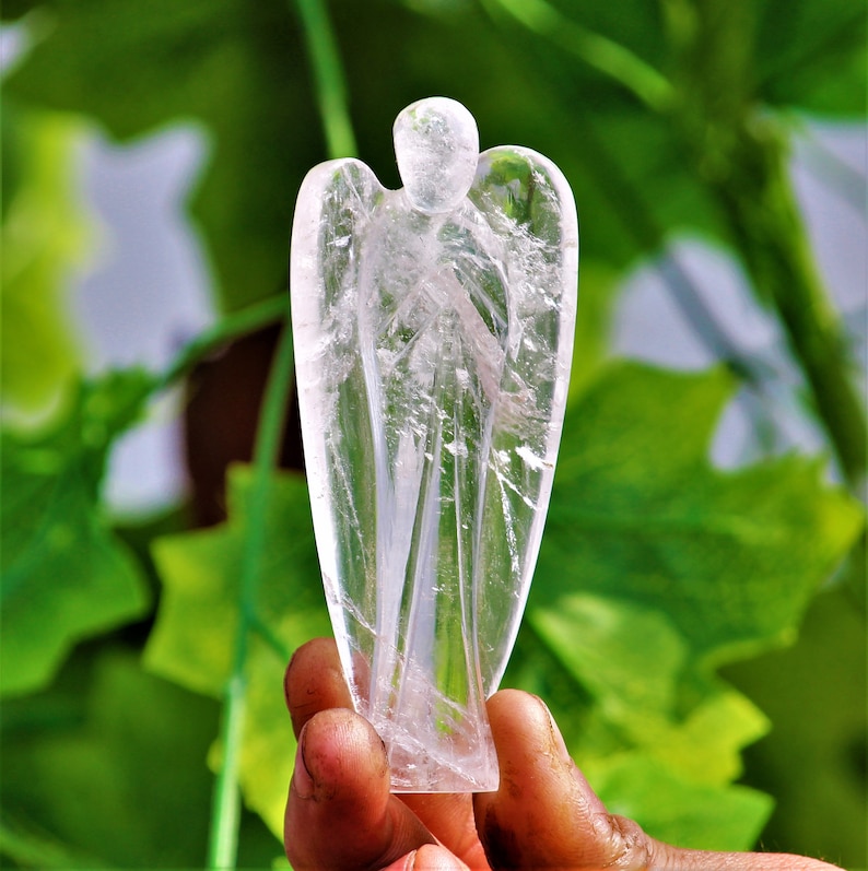 Beautiful Natural 100MM Clear Crystal Quartz Stone Healing Charged Metaphysical Power Energy Angle Healing /& Feng Shui