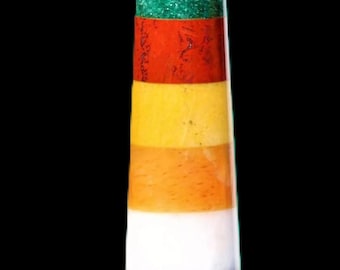 Torre de Obelisco de Piedra de Siete Chakras: Cristal de Sanación Metafísica (165 MM)