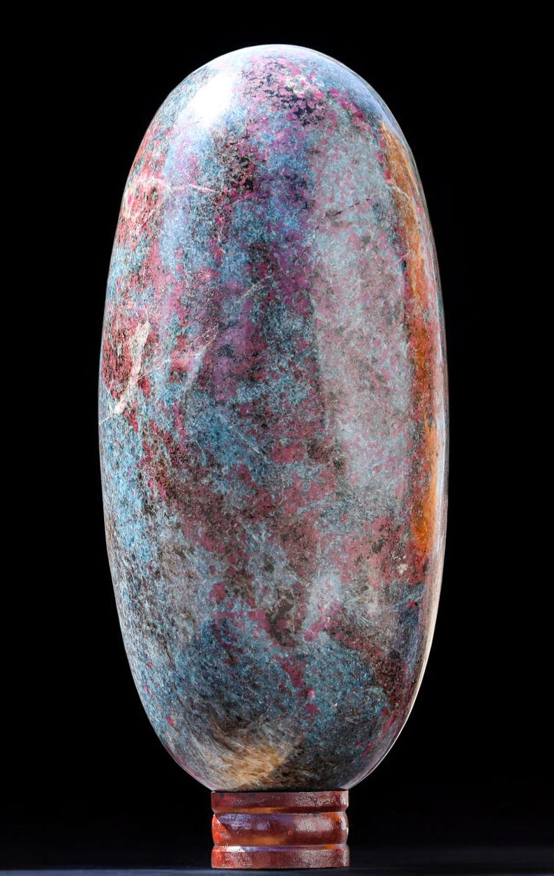 Lingam de cristal de apatita rubí grande: Piedra curativa de Reiki (355 mm) imagen 2