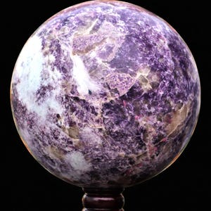 Reiki Infused Purple Lepidolite Crystal Sphere: Healing Stone, Yoga Decor (265MM) image 7