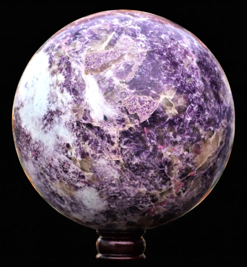 Reiki Infused Purple Lepidolite Crystal Sphere: Healing Stone, Yoga Decor (265MM) image 7