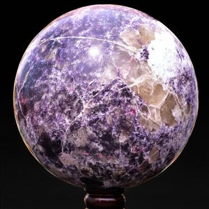 Reiki Infused Purple Lepidolite Crystal Sphere: Healing Stone, Yoga Decor (265MM) image 10