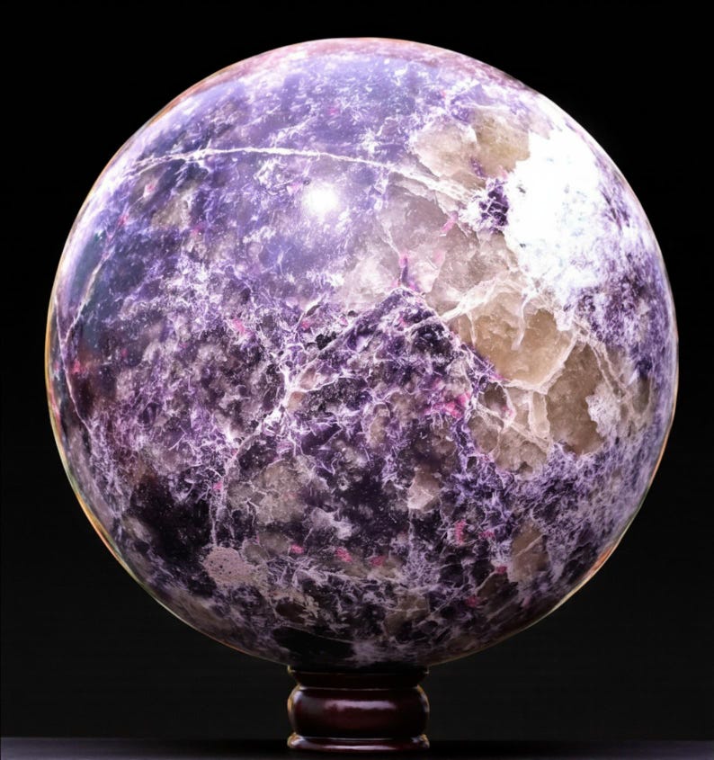Reiki Infused Purple Lepidolite Crystal Sphere: Healing Stone, Yoga Decor (265MM) image 10
