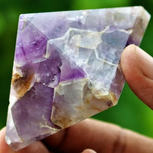 Large 55MM Natural Blue Amethyst Crystal Stone Metaphysical Stone Carved Aura Chakra Healing Charged Meditation Crystal Egyptian Pyramid 
