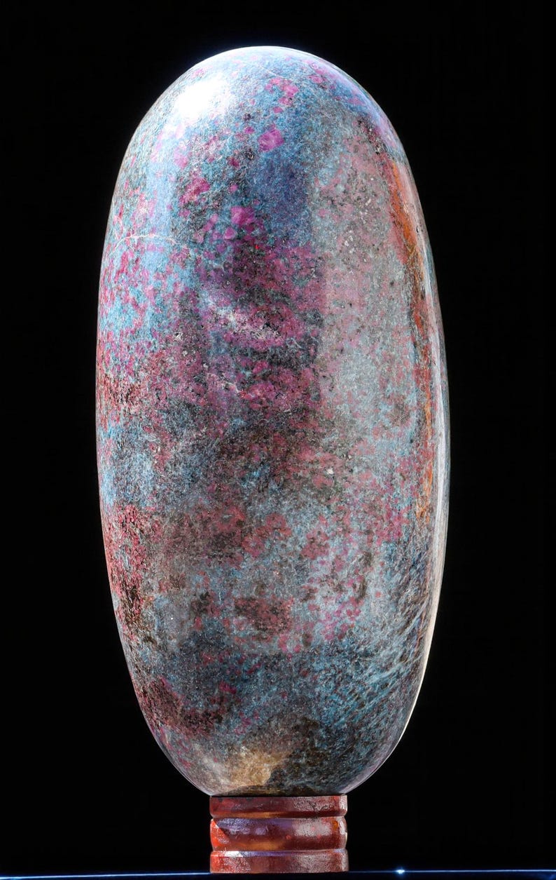 Lingam de cristal de apatita rubí grande: Piedra curativa de Reiki (355 mm) imagen 5