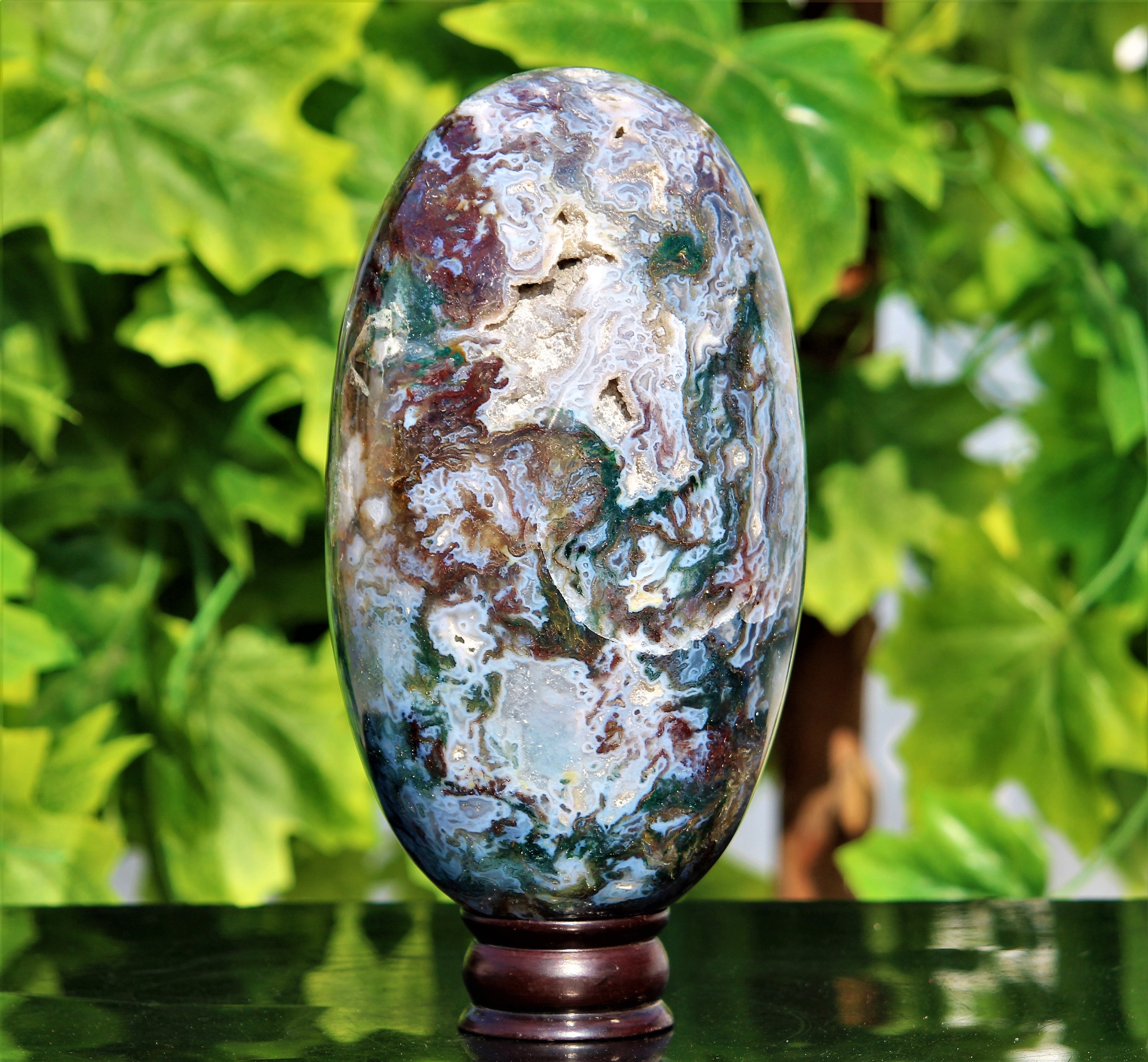 Beautiful Large 225MM Moss Agate Stone Healing Charged | Etsy