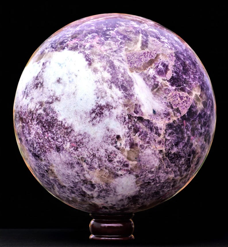 Reiki Infused Purple Lepidolite Crystal Sphere: Healing Stone, Yoga Decor (265MM) image 8