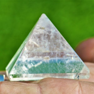 A Hermosa piedra grande de cuarzo de cristal transparente de 40 mm, energía cargada curativa, piedra de aura de Reiki, pirámide egipcia imagen 10