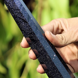 165MM Blue Goldstone Blue Sandstone Spirit Healing Charged Crystal Meditation Aid Stone Power Healing Aura 8 Faceted Obelisk Point Tower