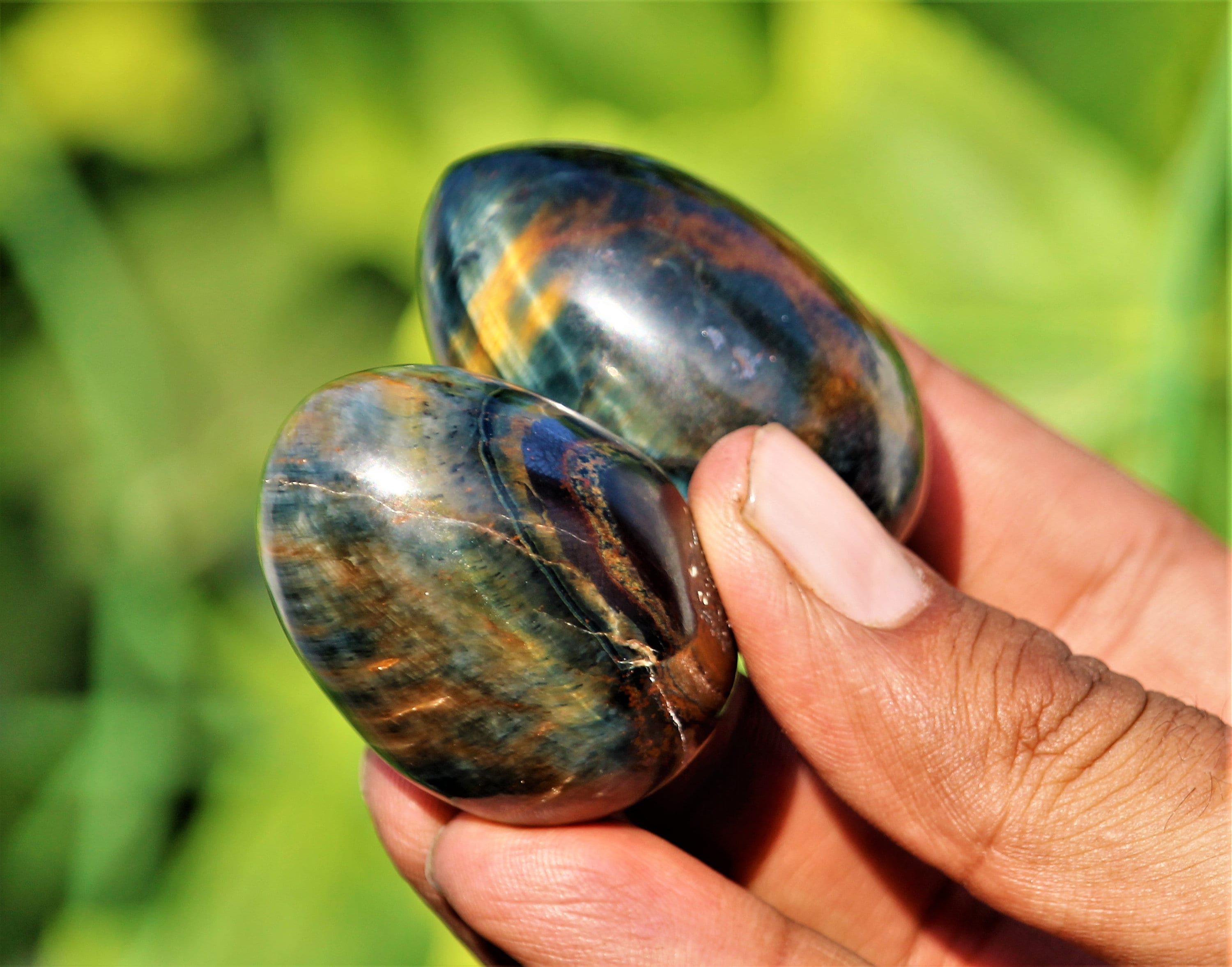Amazing Pair Of 2 Small 45MM Hawks Eye Stone Healing Charged Etsy