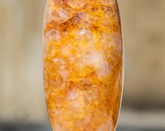 205MM Orange Golden Healer Quartz Lingam: Reiki Chakra Stone