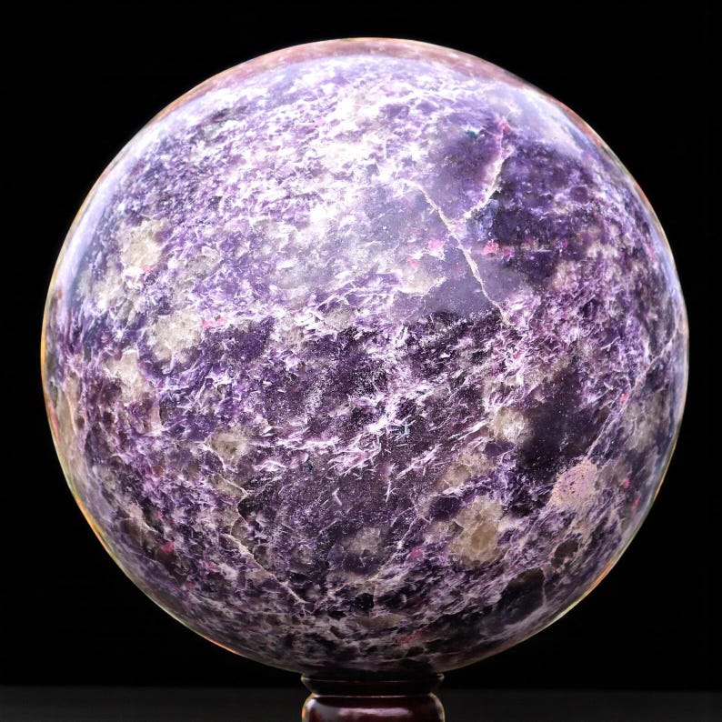 Reiki Infused Purple Lepidolite Crystal Sphere: Healing Stone, Yoga Decor (265MM) image 5