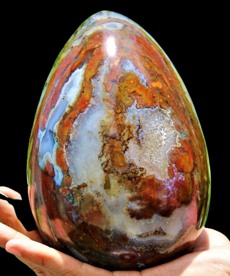 Large Red Ocean Jasper Stone Egg: Reiki Healing Crystal (165MM) image 3