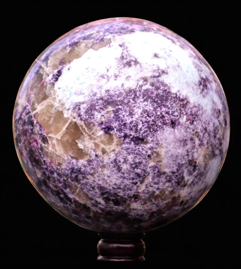 Reiki Infused Purple Lepidolite Crystal Sphere: Healing Stone, Yoga Decor (265MM) image 9