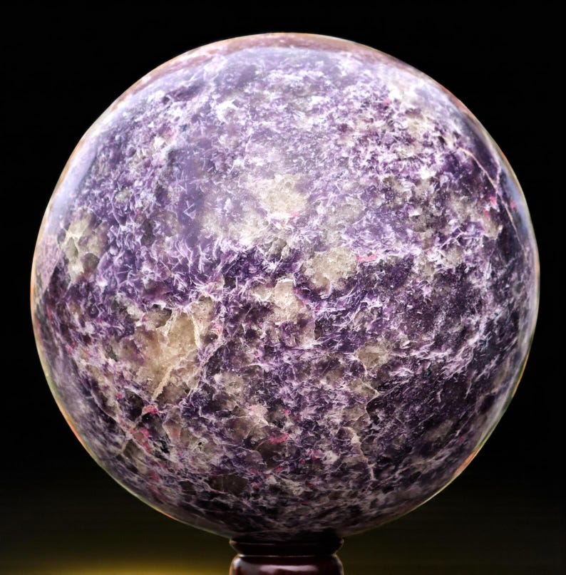Reiki Infused Purple Lepidolite Crystal Sphere: Healing Stone, Yoga Decor (265MM) image 6