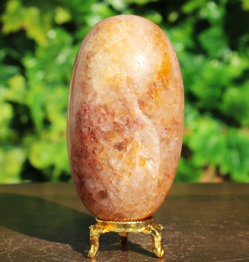 Precioso A 95MM Cuarzo Dorado Natural Sanador Dorado Cuarzo Curativo Poder Metafísico Aura Espíritu Piedra Lingam imagen 9