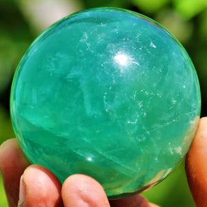 Large 60MM Green Fluorite Stone Sphere Healing Charged Metaphysical Tools Stone Aura Chakra Grid Gemstone Gift Stone  Ball