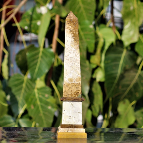 Beautiful Natural Large 270MM x 60MM Cobra Jasper Stone Healing Charged Metaphysical Power Obelisk Point 4 Faceted Petra Dura Tower