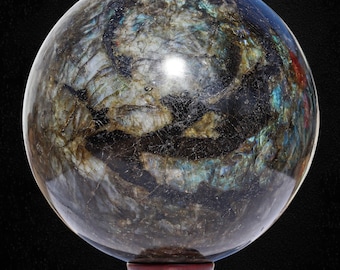 Large Green Labradorite Sphere: Metaphysical Aura Stone, Home Decor (180MM)