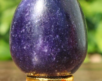 Grande uovo di pietra lepidolite color lavanda: regalo di cristallo curativo (60 mm)