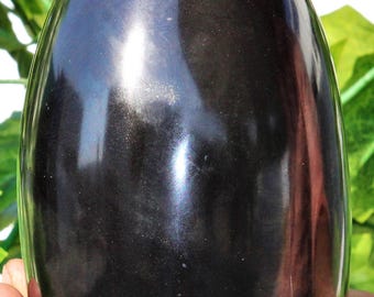Grande uovo di pietra di tormalina nera: decorazione di cristallo curativo (160 mm)