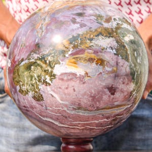 Huge 240MM Ocean Jasper Stone Sphere Healing Charged Metaphysical Tools For Meditation Awakening Stone Chakra Grid Gemstone Gift Stone Ball