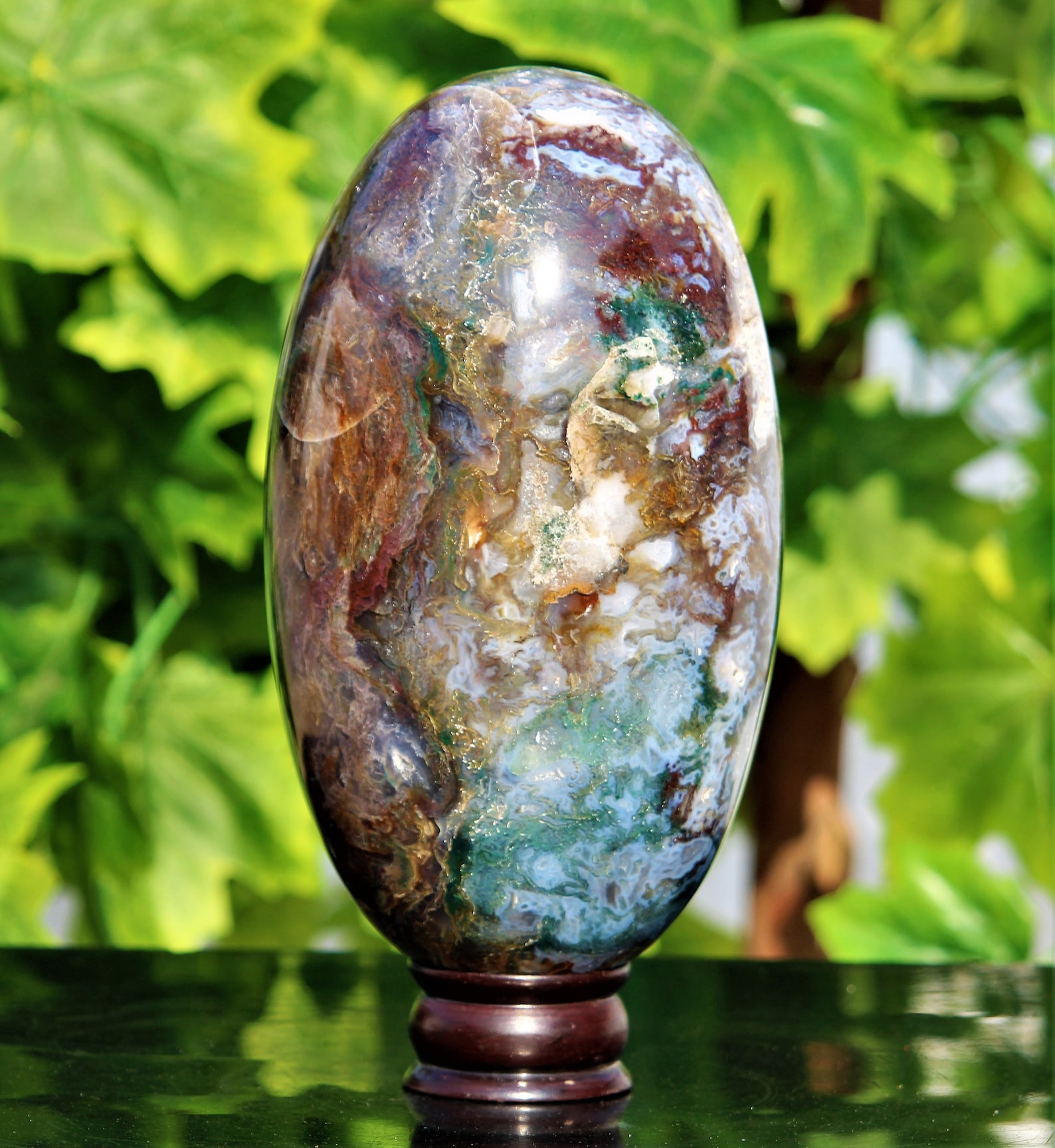 Beautiful Large 225MM Moss Agate Stone Healing Charged Etsy