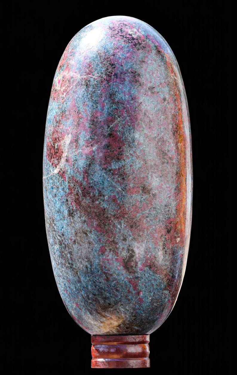 Lingam de cristal de apatita rubí grande: Piedra curativa de Reiki (355 mm) imagen 10