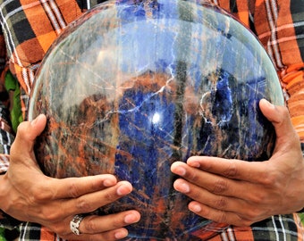 Superb Huge 270MM Blue Sodalite Stone Healing Charged Metaphysical Power Stone Aura Sphere Ball