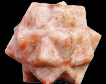 55mm Orange Sunstone Crystal Merkaba Star Pointed 125g