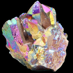 140 MM Titanbeschichtet Regenbogen Kristall Gruppe: Reiki Heilstein