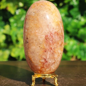 Precioso A 95MM Cuarzo Dorado Natural Sanador Dorado Cuarzo Curativo Poder Metafísico Aura Espíritu Piedra Lingam imagen 7