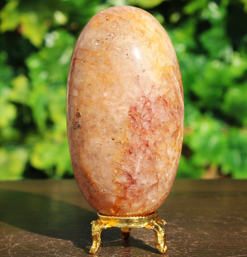 Precioso A 95MM Cuarzo Dorado Natural Sanador Dorado Cuarzo Curativo Poder Metafísico Aura Espíritu Piedra Lingam imagen 7